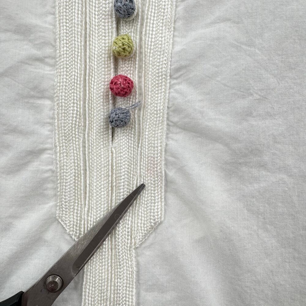 Roberta Roller Rabbit White & Multi Colored Button Loop 3/4 Sleeve Tunic - Picture 10 of 14
